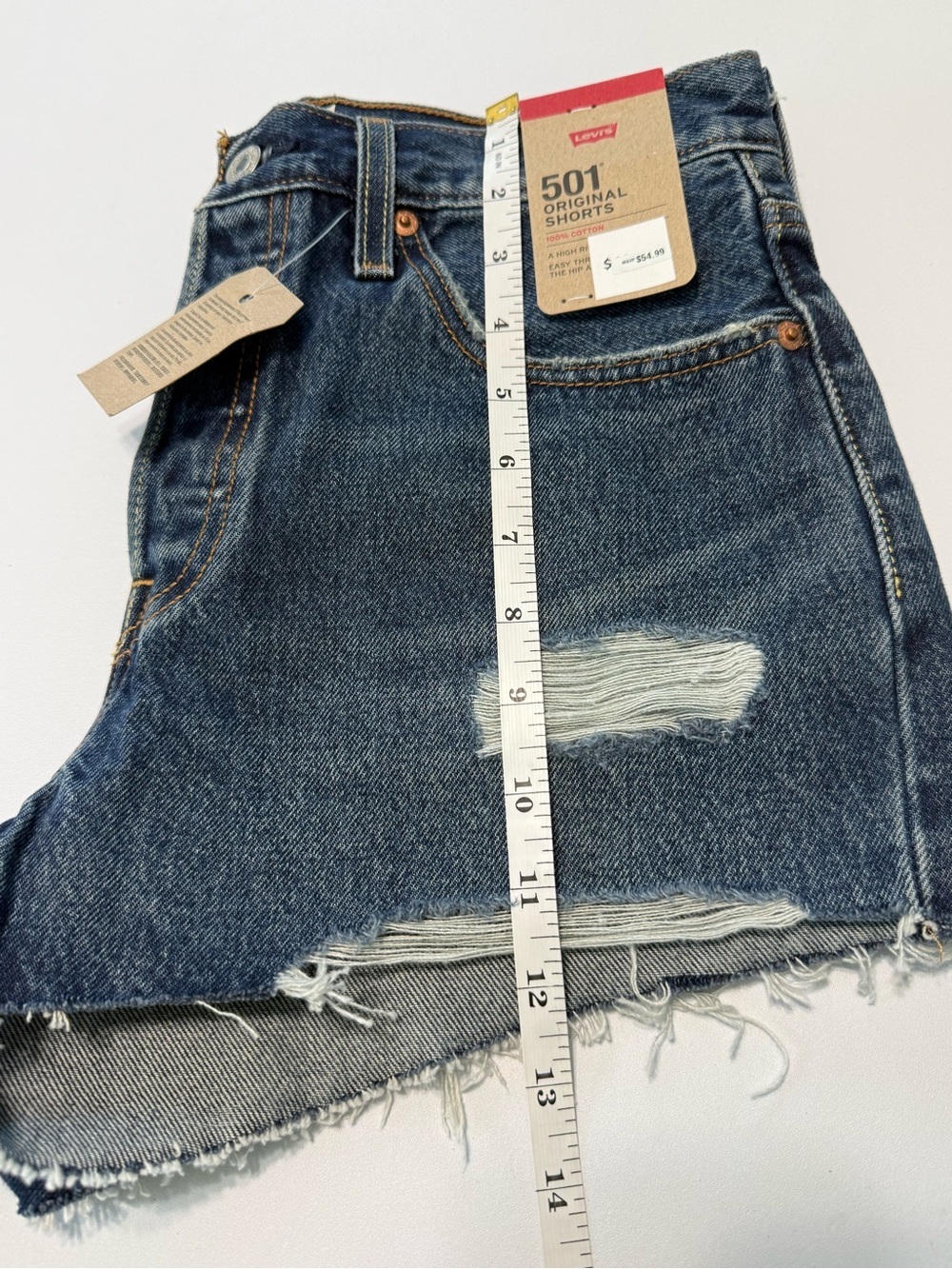 Levi’s 501 Original Distressed Denim Shorts High Rise Cutoff Sz 27 Dark Wash NWT - Picture 11 of 11
